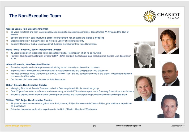 December 2015 Investor Presentation – Chariot Oil and Gas – slide 20