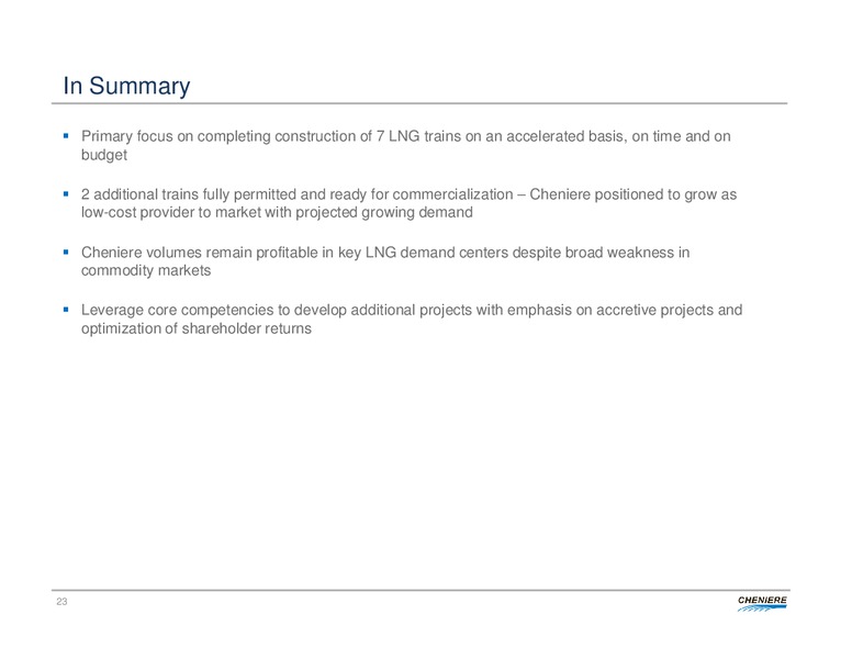 USCA Midstream Corporate Access Day – Cheniere Energy, Inc. – slide 22