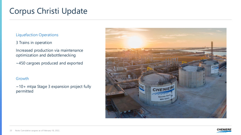 Fourth Quarter and Full Year 2021 Results – Cheniere Energy, Inc. – slide 19
