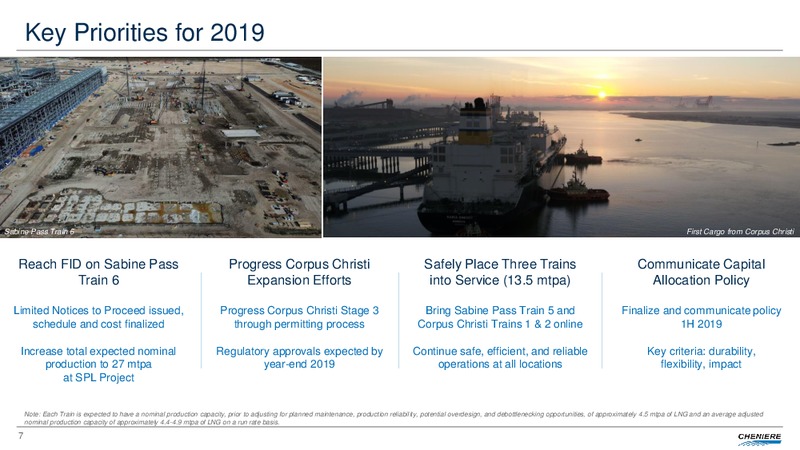FOURTH QUARTER AND FULL YEAR 2018 CONFERENCE CALL – Cheniere Energy, Inc. – slide 6
