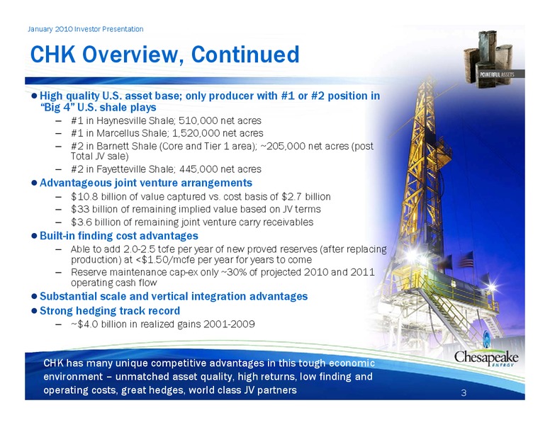 January 2010 Investor Presentation – Chesapeake Energy Corp – slide 3