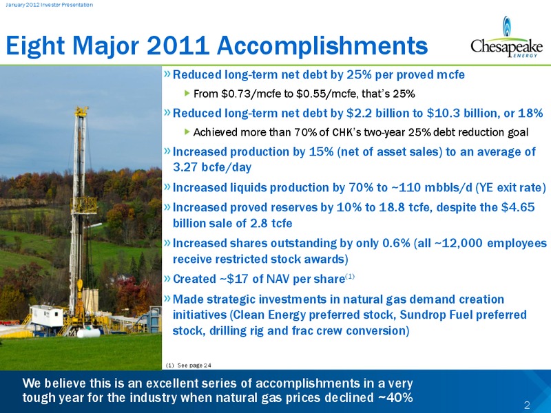 January 2012 Investor Presentation – Chesapeake Energy Corp – slide 2