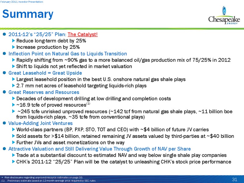 February 2011 Investor Presentation – Chesapeake Energy Corp – slide 31