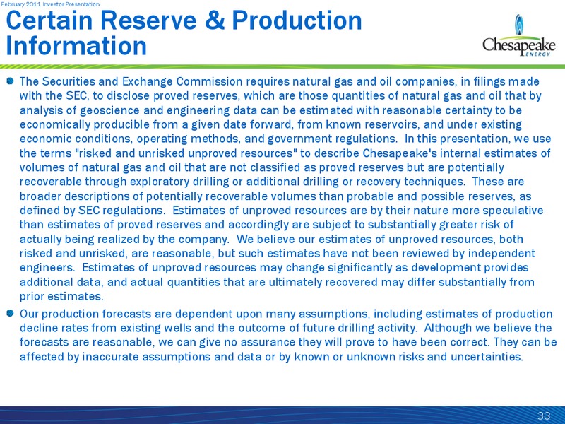 February 2011 Investor Presentation – Chesapeake Energy Corp – slide 33