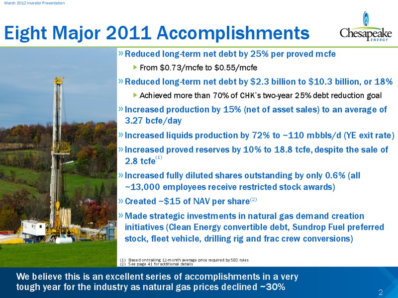 March 2012 Investor Presentation – Chesapeake Energy Corp – slide 2
