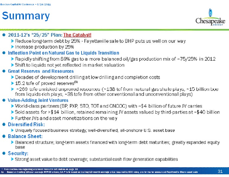 Barclays Capital High Yield Bond and Syndicated Loan Conference – Chesapeake Energy Corp – slide 31