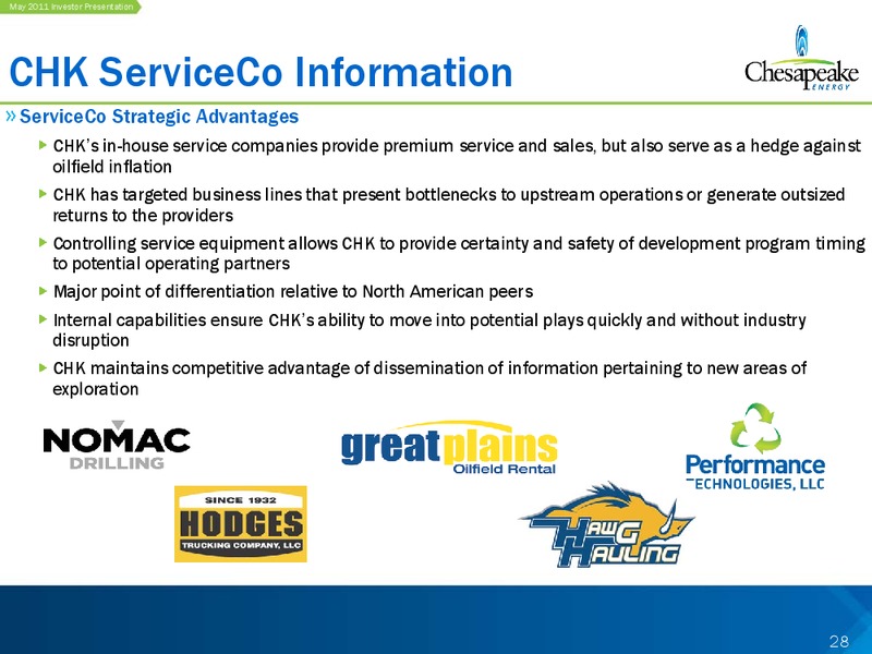May 2011 Investor Presentation – Chesapeake Energy Corp – slide 28