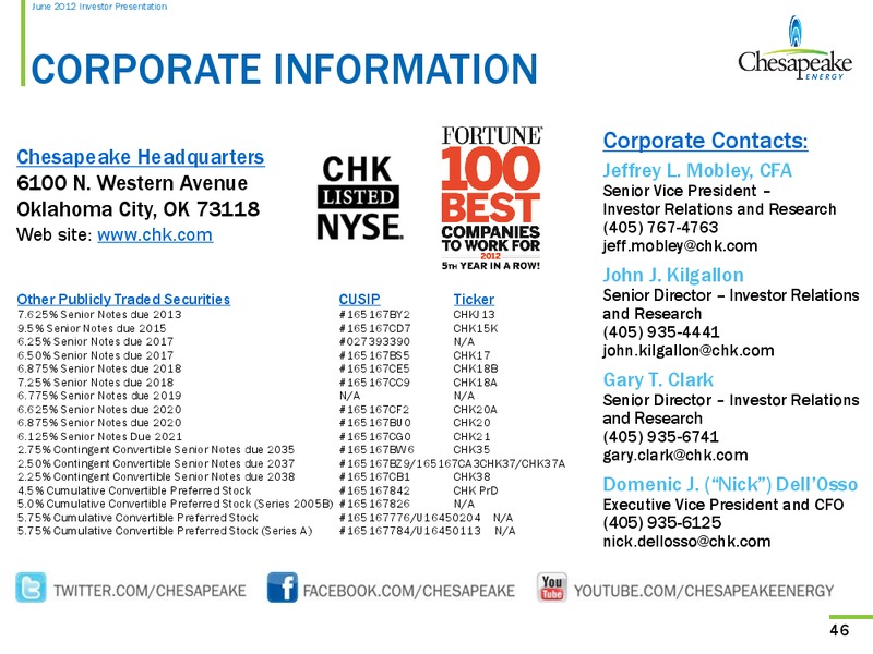 June 2012 Investor Presentation – Chesapeake Energy Corp – slide 46