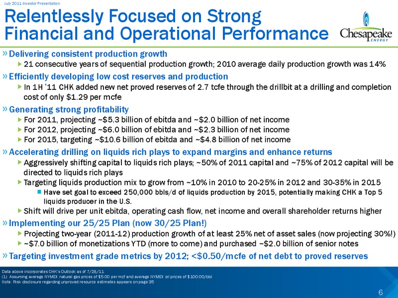 July 2011 Investor Presentation – Chesapeake Energy Corp – slide 6