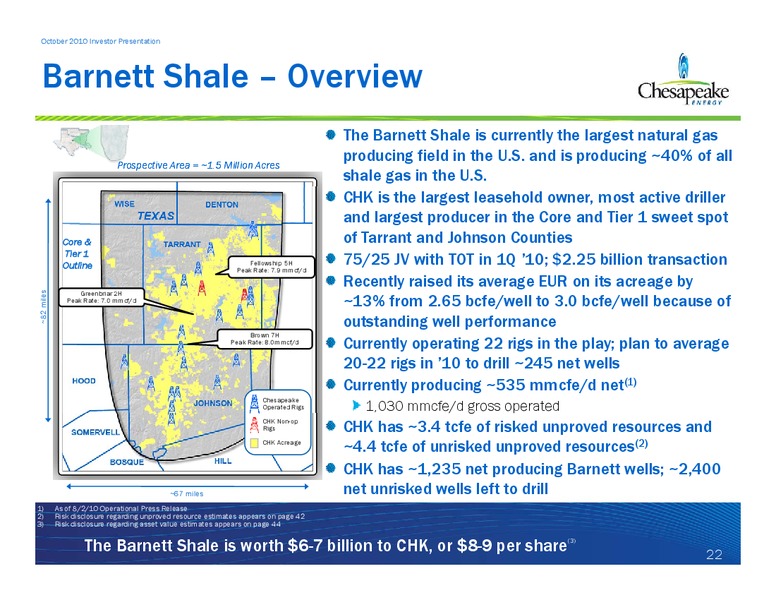 October 2010 Investor Presentation – Chesapeake Energy Corp – slide 22