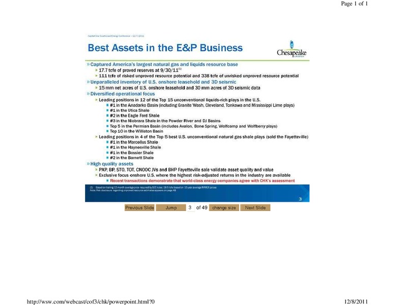 Capital One Southcoast Energy Conference – Chesapeake Energy Corp – slide 3