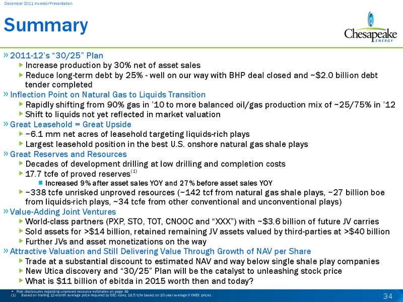 December 2011 Investor Presentation – Chesapeake Energy Corp – slide 34