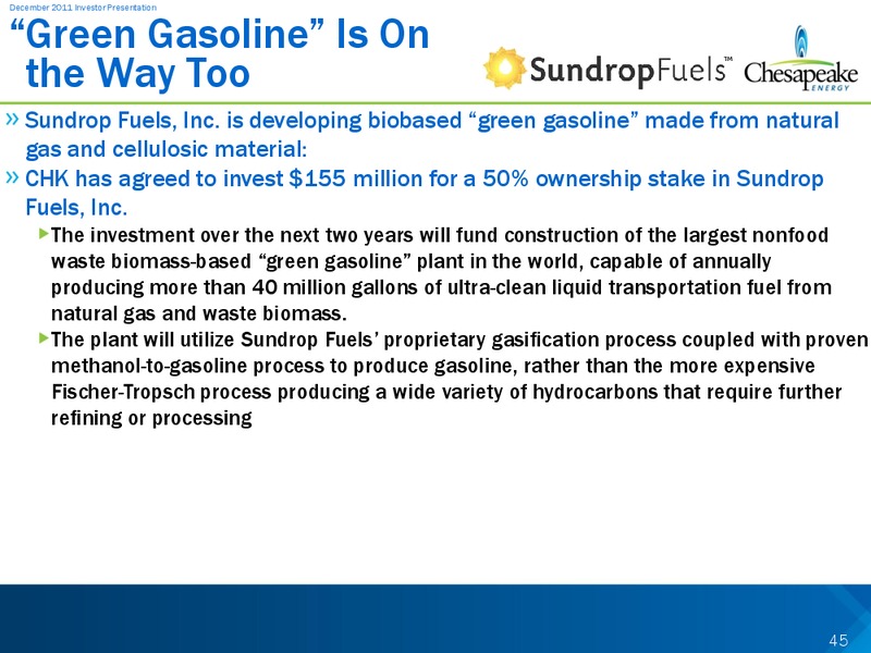 December 2011 Investor Presentation – Chesapeake Energy Corp – slide 45
