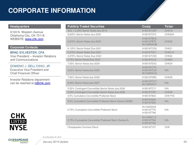 January 2019 Update – Chesapeake Energy Corp – slide 49