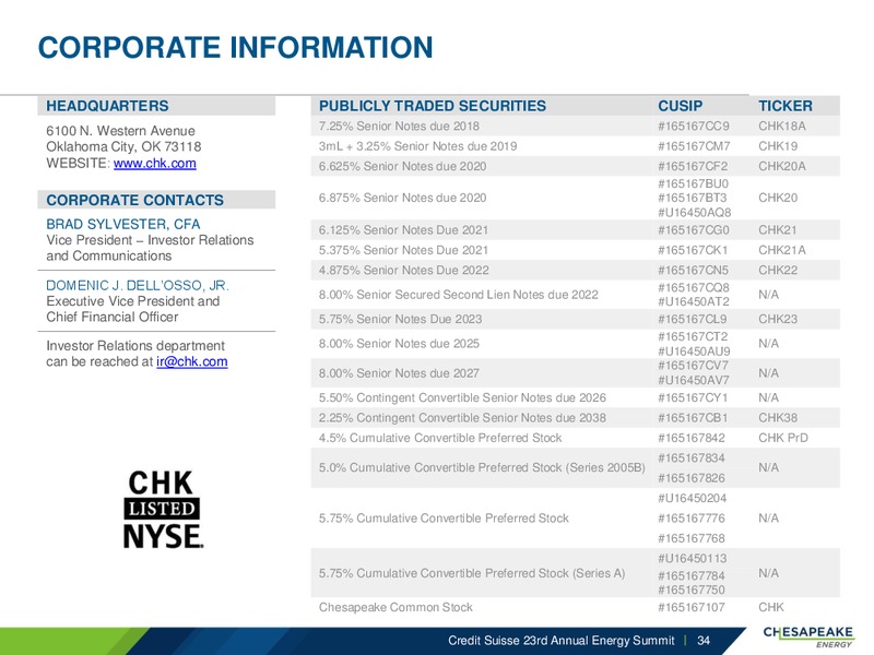 Credit Suisse Annual Energy Summit – Chesapeake Energy Corp – slide 33