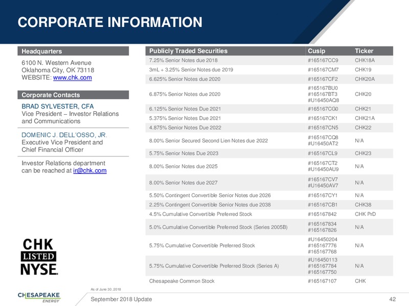 September 2018 Corporate Update – Chesapeake Energy Corp – slide 41
