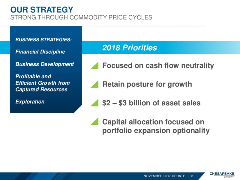 November 2017 Corporate Update – Chesapeake Energy Corp – slide 2