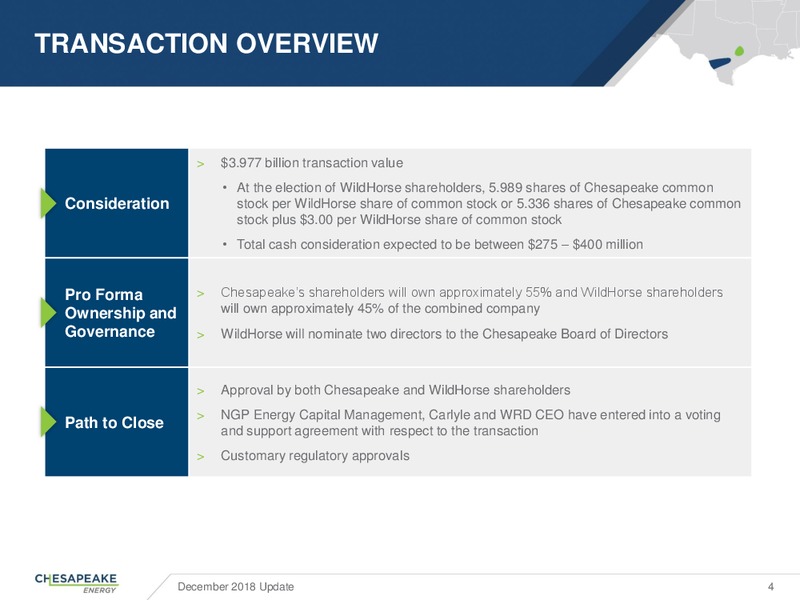 December 2018 Update – Chesapeake Energy Corp – slide 3