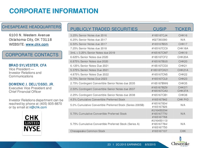 Q2 2015 Earnings Call – Chesapeake Energy Corp – slide 20