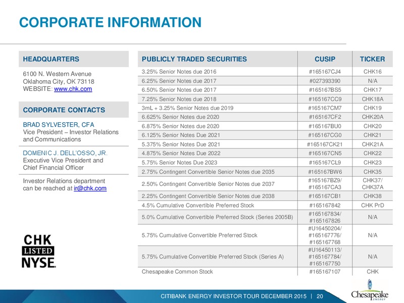 Citibank Energy Investor Presentation – Chesapeake Energy Corp – slide 16