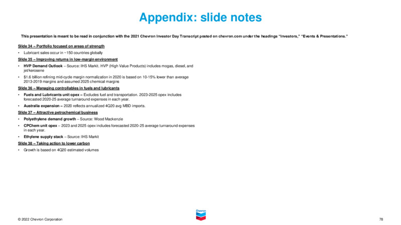 2022 Investor Presentation – Chevron Corp – slide 77