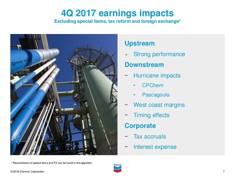 4Q 2017 Earnings Conference Call – Chevron Corp – slide 6