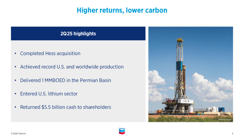 2Q 2025 Earnings Call – Chevron Corp – slide 2