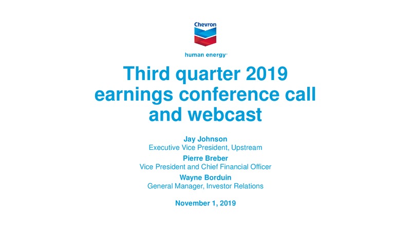 3Q 2019 Earnings Presentation – Chevron Corp – slide 1