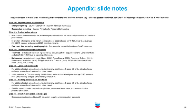 November 2021 Investor Presentation – Chevron Corp – slide 79