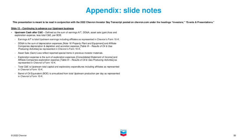 3Q 2022 Earnings Presentation – Chevron Corp – slide 54