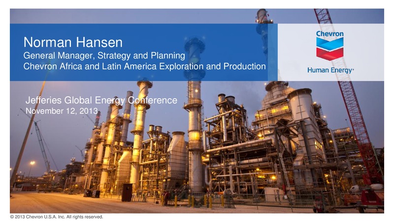 Jefferies Global Energy Conference – Chevron Corp – slide 1