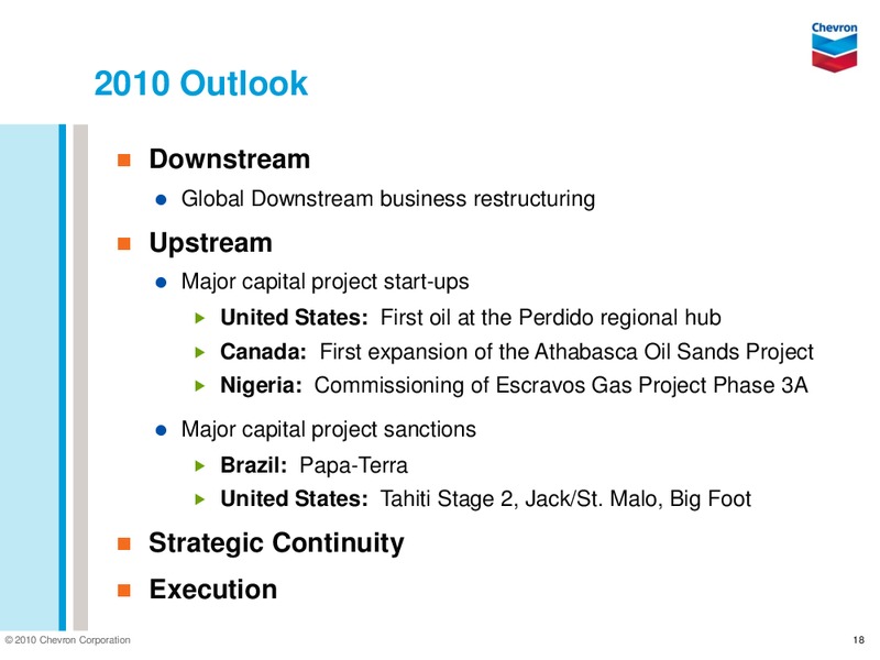 Q4 2009 RESULTS – Chevron Corp – slide 18