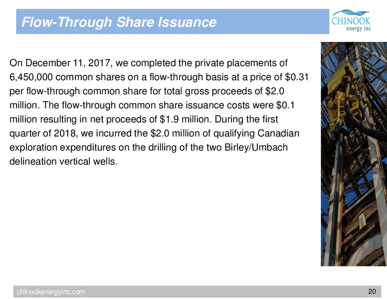 March 2018 Corporate Presentation – Chinook Energy, Inc. – slide 18