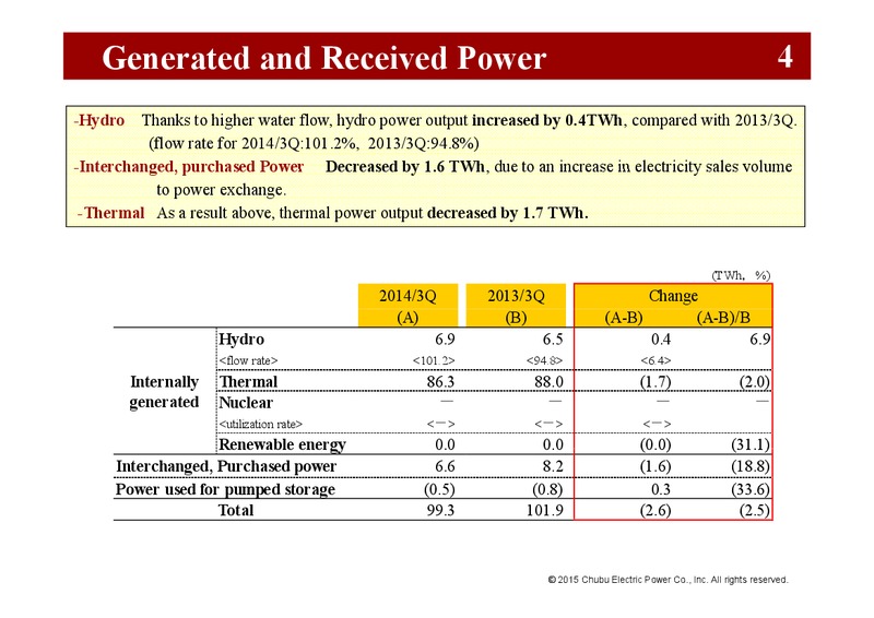 3rd Quarter FY 2014 – Chubu Electric Power – slide 7