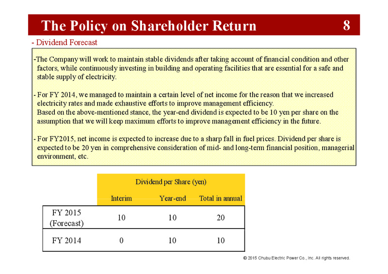 FY 2014 Earnings Call – Chubu Electric Power – slide 11
