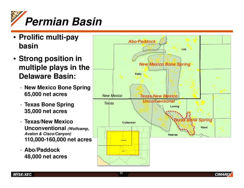 CAPITAL MARKETS PERMIAN BUS TOUR – Cimarex Energy Co. – slide 30