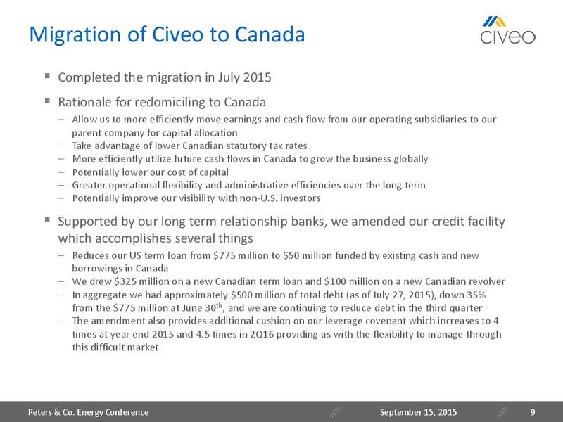 Peters and Co Energy Conference September 2015 – Civeo Corporation – slide 8