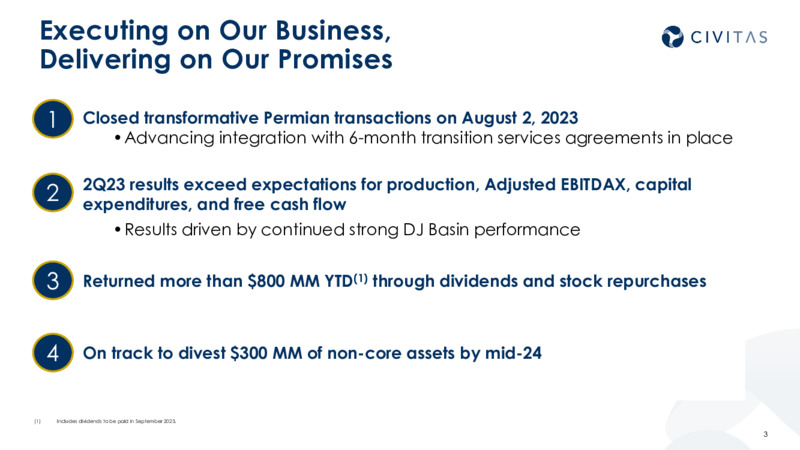 2Q 2023 Earnings Presentation – Civitas Resources Inc. – slide 2