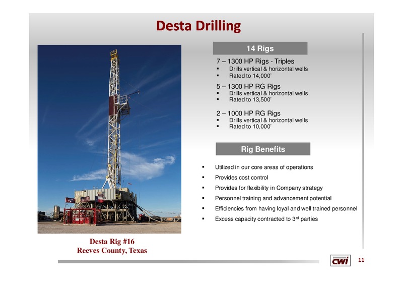 19TH ANNUAL IPAA OGIS NEW YORK – Clayton Williams Energy Inc. – slide 10