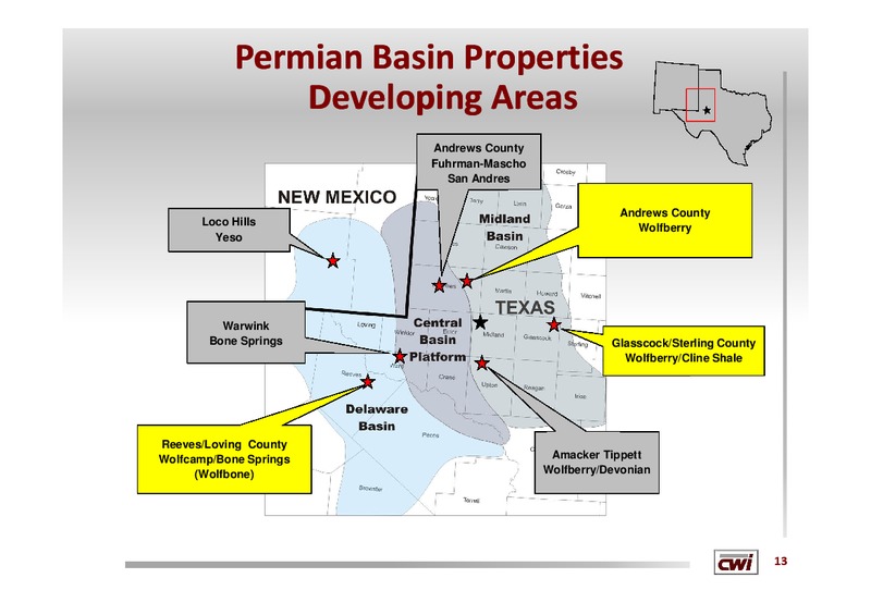 19TH ANNUAL IPAA OGIS NEW YORK – Clayton Williams Energy Inc. – slide 12
