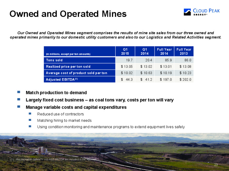 May 2015 Investor Presentation – Cloud Peak Energy Inc. – slide 23