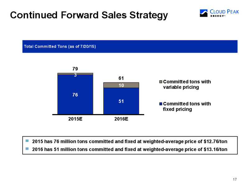 Q2 2015 Earnings Call – Cloud Peak Energy Inc. – slide 17