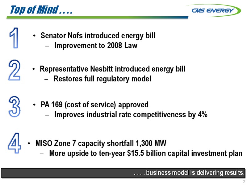 JULY 2015 INVESTOR MEETING – Cms Energy – slide 2