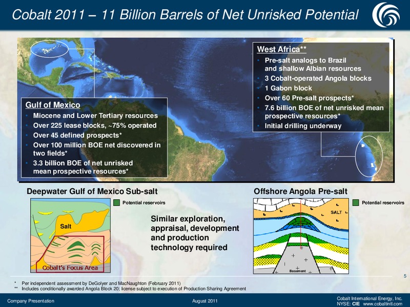 August 2011 Investor Presentation – Cobalt International Energy, Inc. – slide 4