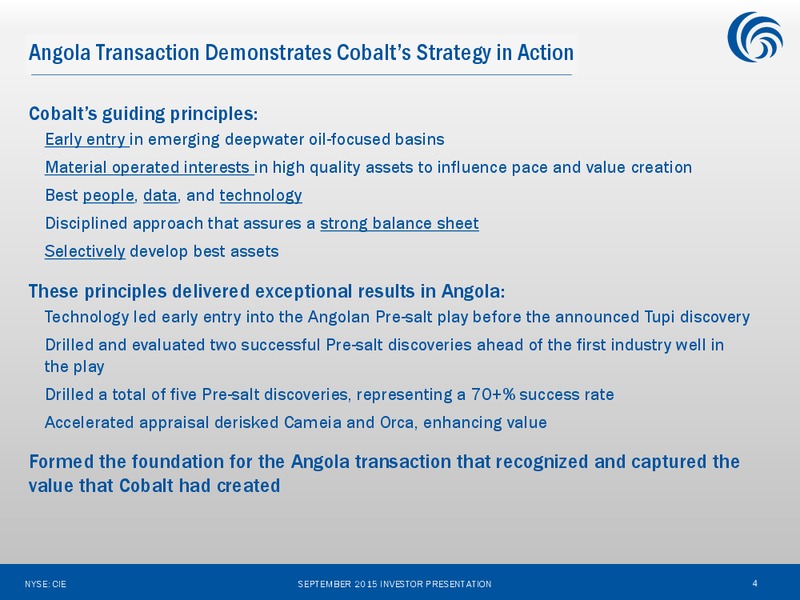 September 2015 Investor Presentation – Cobalt International Energy, Inc. – slide 3