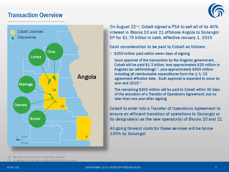 September 2015 Investor Presentation – Cobalt International Energy, Inc. – slide 4