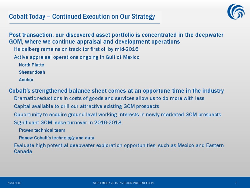 September 2015 Investor Presentation – Cobalt International Energy, Inc. – slide 6
