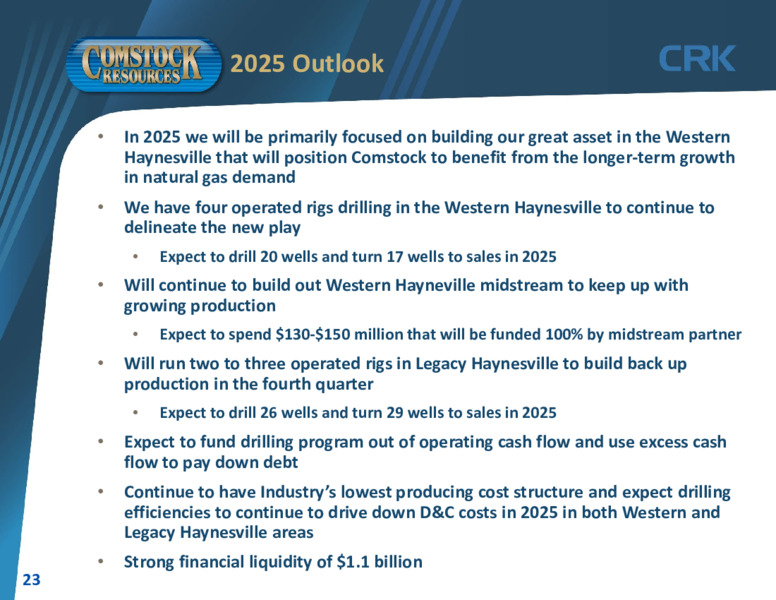 4Q 2024 Results – Comstock Resources Inc. – slide 22