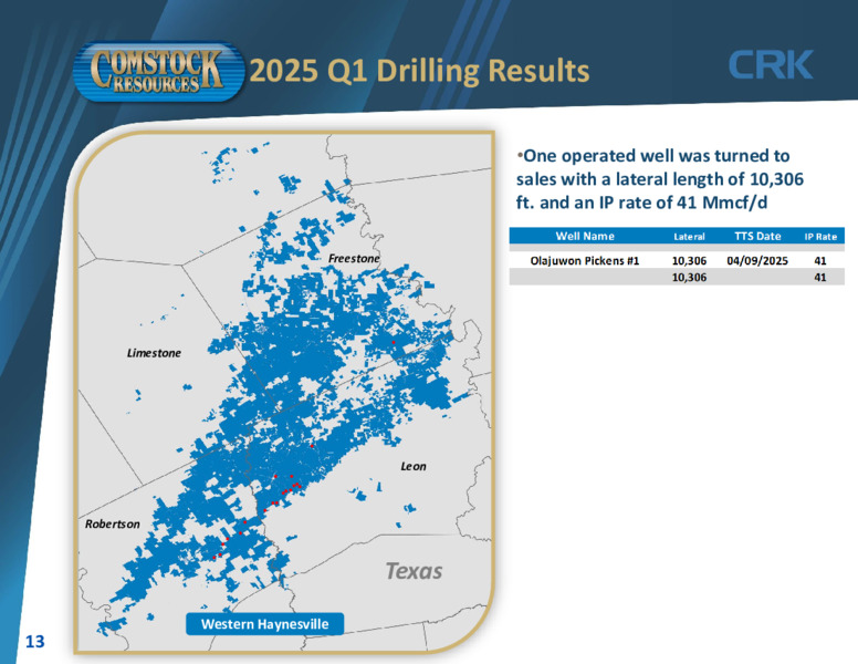 1Q 2025 Results – Comstock Resources Inc. – slide 12