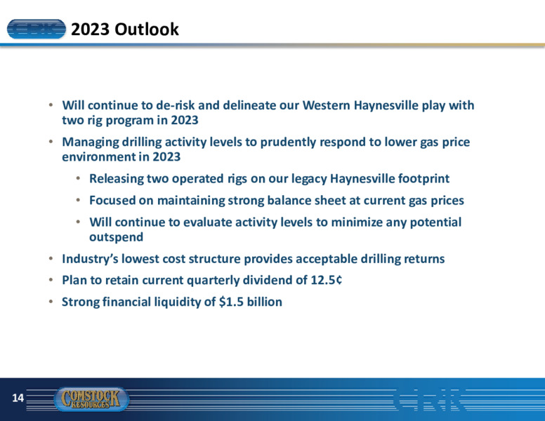 1Q 2023 Earnings Presentation – Comstock Resources Inc. – slide 13